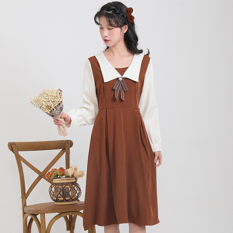 French Retro Niche Dress Women's Spring Orange Card Color - Shop at LoveMi