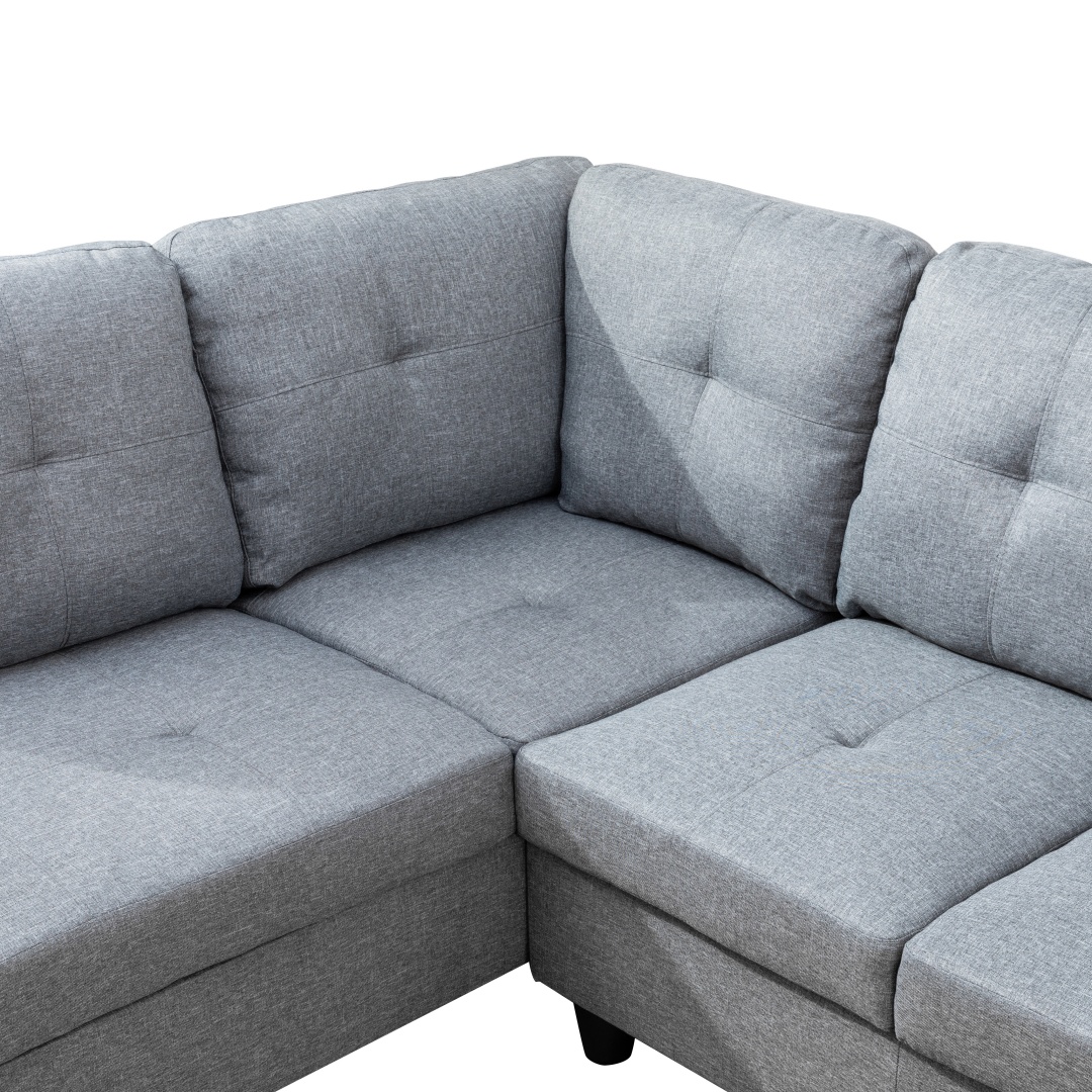 Pickup Only--Grey Linen 3-Piece Couch Living Room Sofa Set