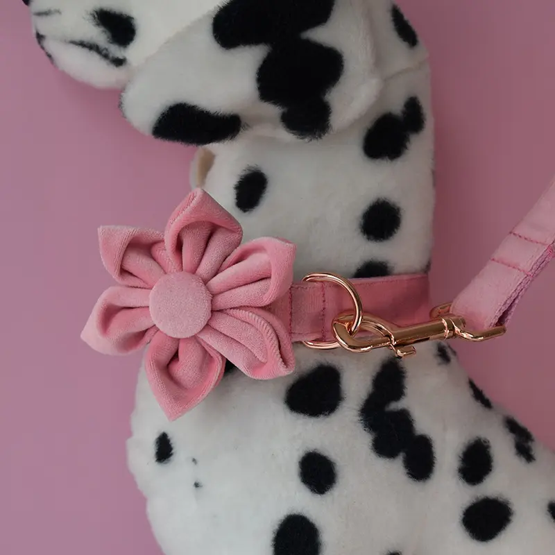 Goose Down Dog Collar Double Microfiber Rose