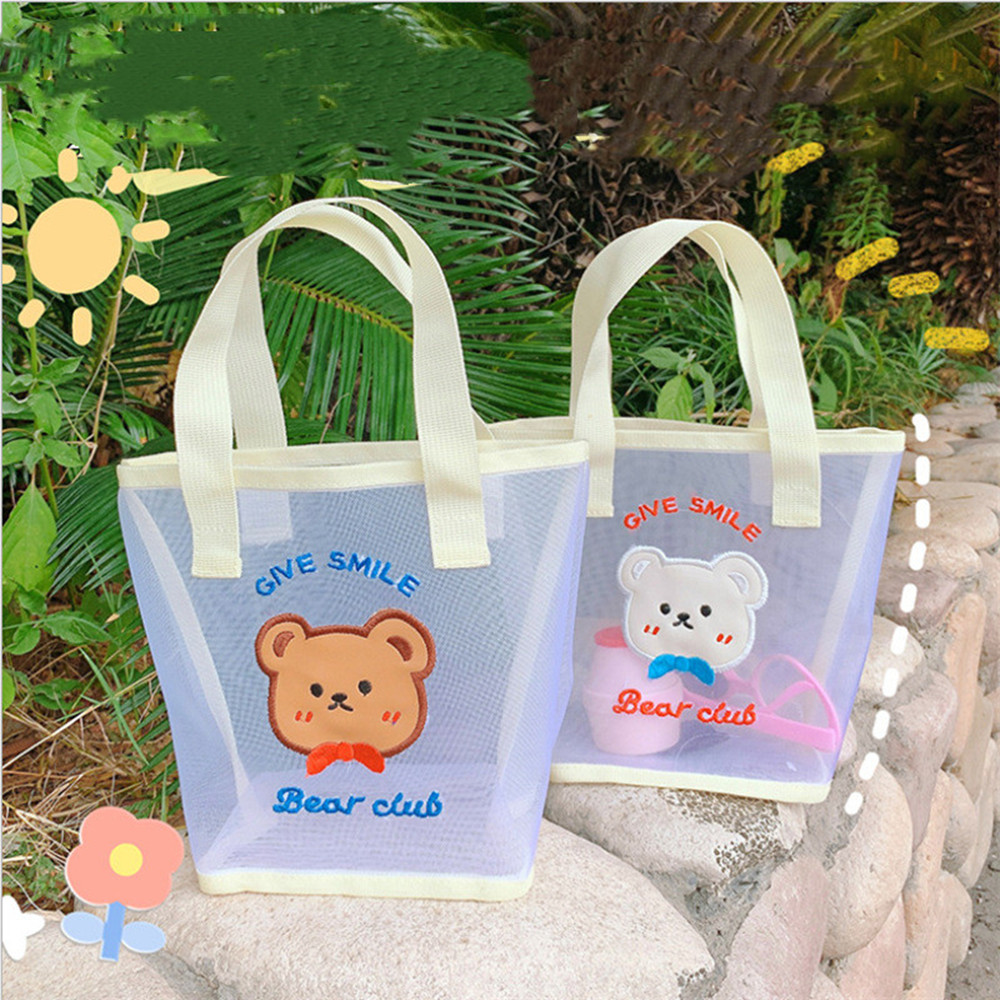 Borsa per ragazze adolescenti con rete mesh, bagaglio portatile.