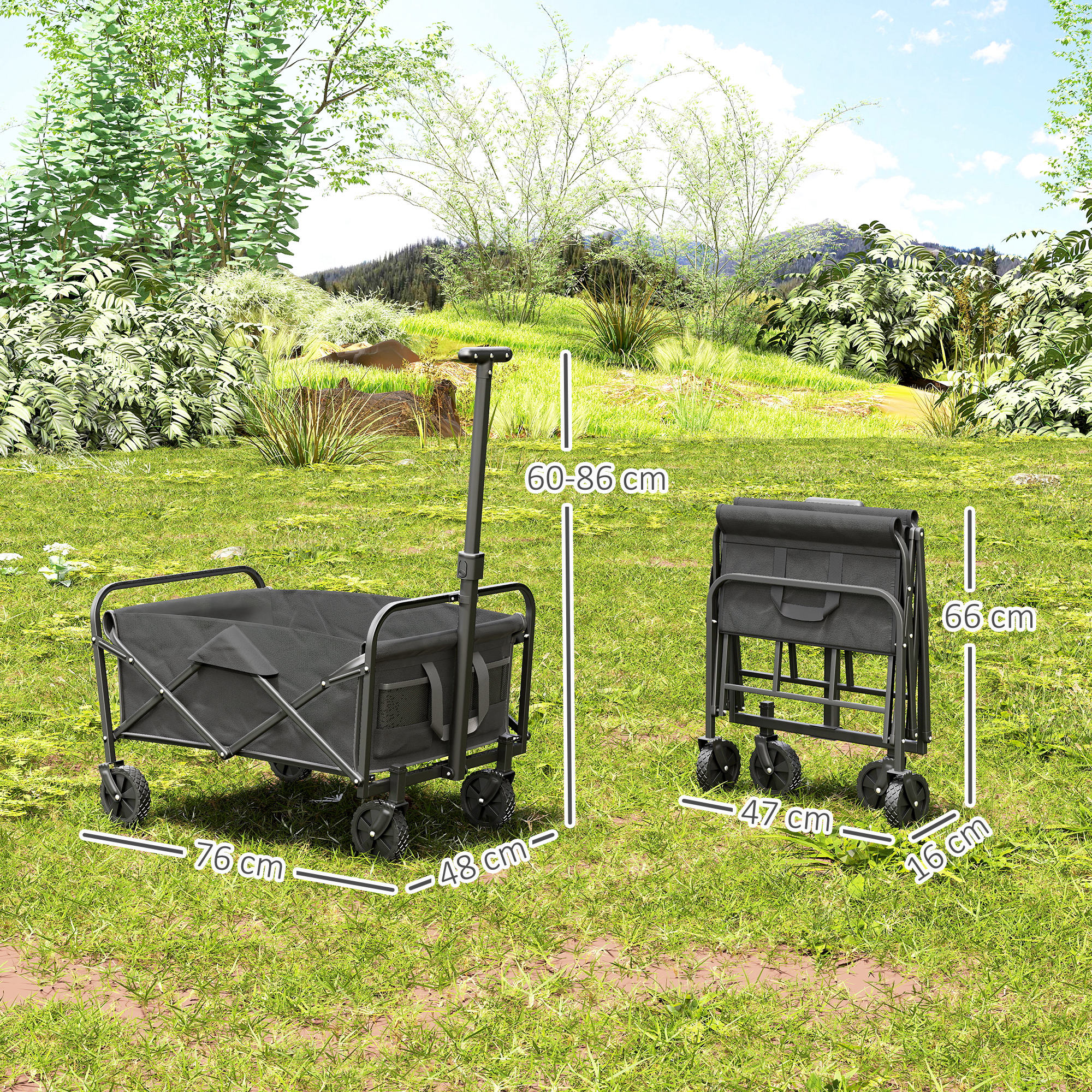 62L Festival Handcart With Wheels, Garden Folding 120kg Heavy Duty Foldable — image 12