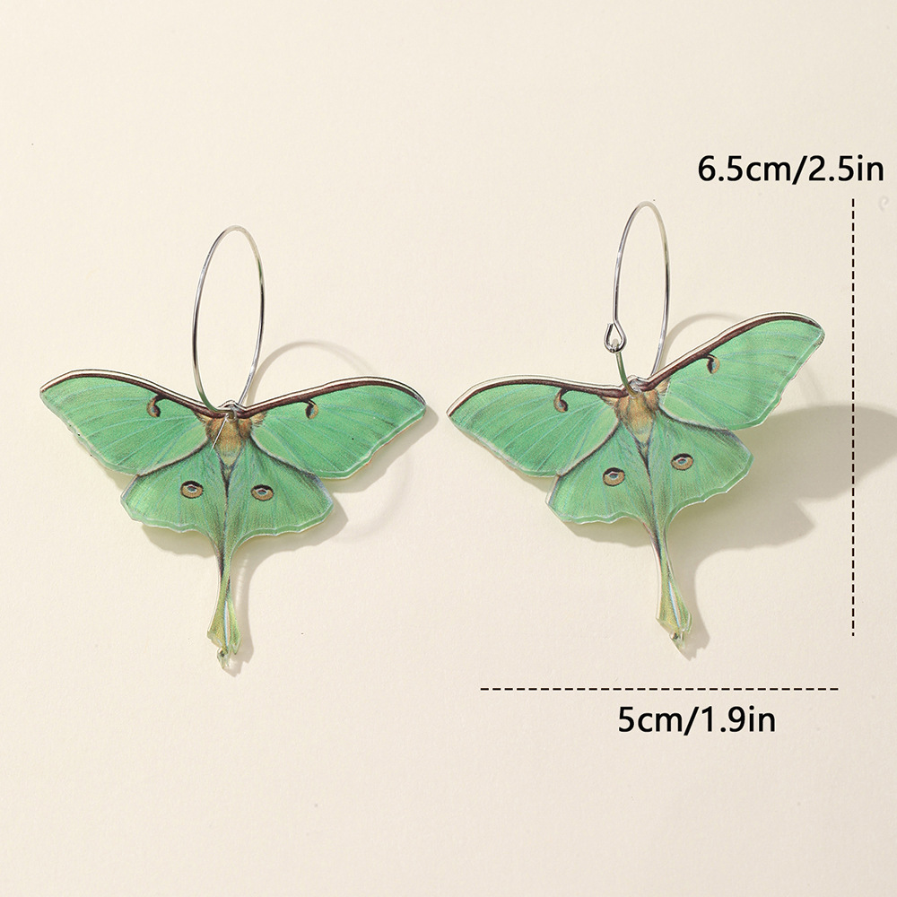 Women's Fashion Simple Acrylic Green Butterfly Moth Earrings