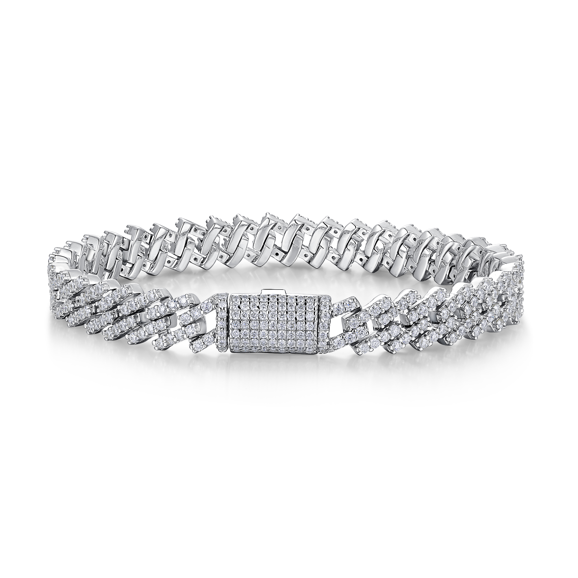 Set With Top-quality Moissanite, This Luxurious And Fashionable Light Luxury Jewelry Silver Bracelet Is Made Of S925 Silver Electroplated With Platinum