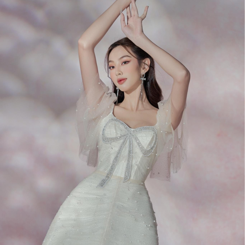 Bowknot Rhinestone High Waist Age Reducing Fashion Dress