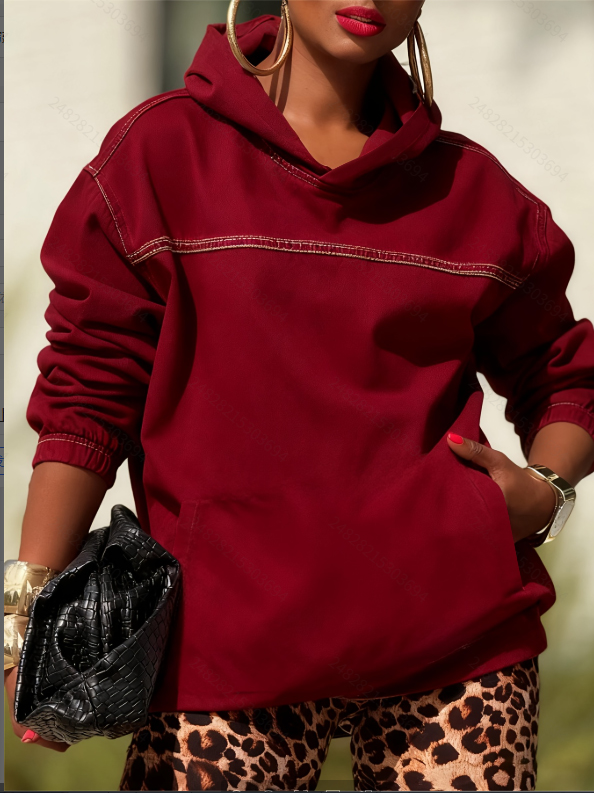 Vintage Distressed Denim Hooded Sweatshirt