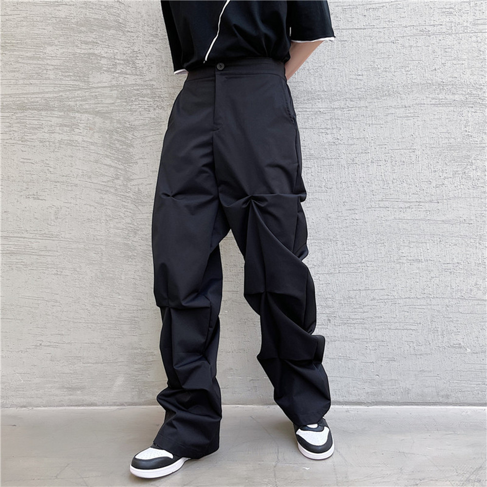 Title 3, Dark Designer Pleated Casual Pants Mens Loose ...