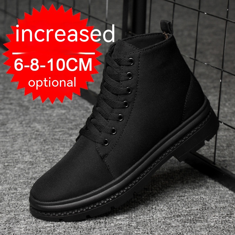 Title 2, High-top Canvas Shoes Elevator Shoes 8CM Casual