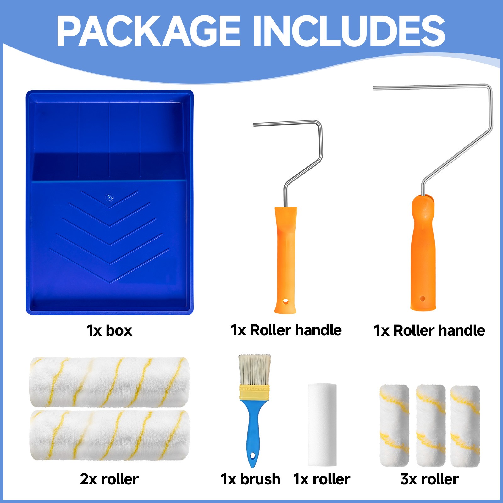 9 Paint Roller Set With Tray Soft Sleeves Brush Decorating Painting Tool Kit UK — foto 4
