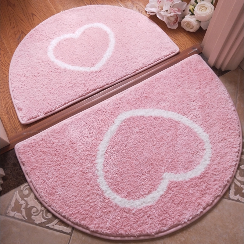 Heart Semi-Circular Toilet Bathroom Absorbent Foot Pads