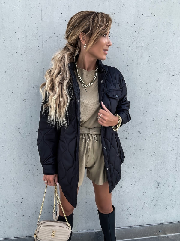 Check Casual Trend Lapel Single Breasted Cotton Coat