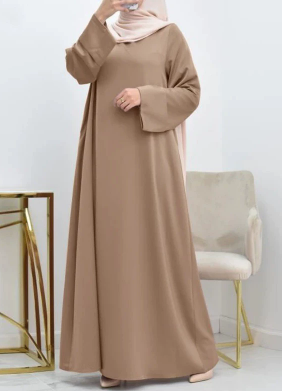 Women's Satin Dress, Simple Solid Color, Loose Fit, Round Neck, Long Sleeves