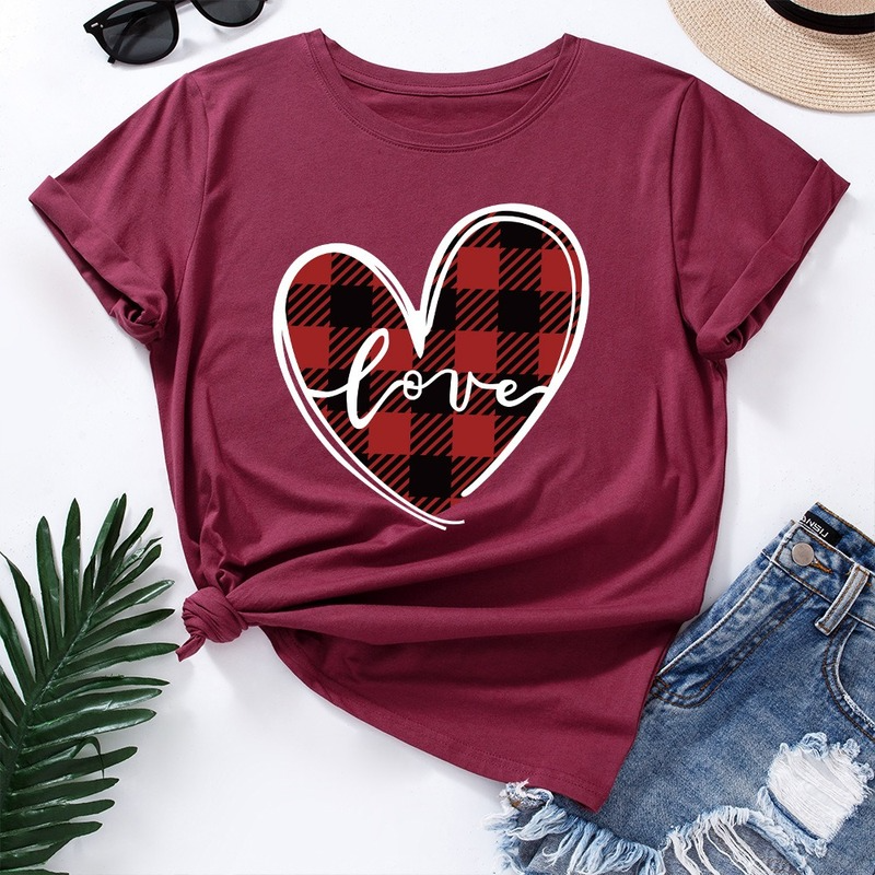 Title 16, Love Print Loose Round Neck Short Sleeve T-shir...