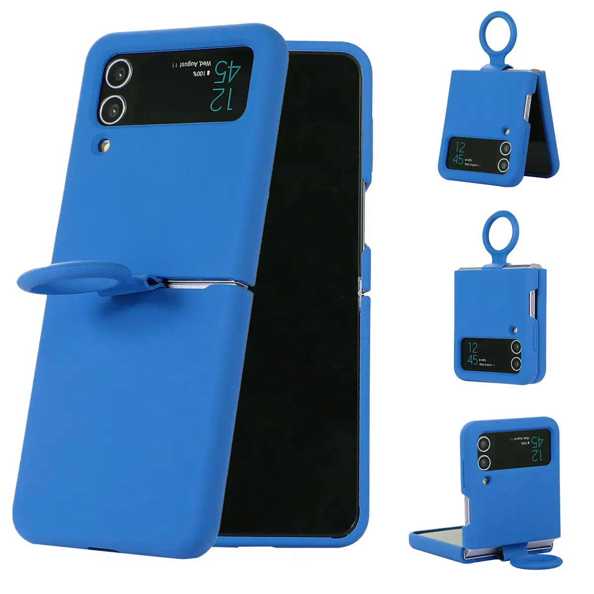 Liquid Silicone Folding Solid Color Ring Mobile Phone Case