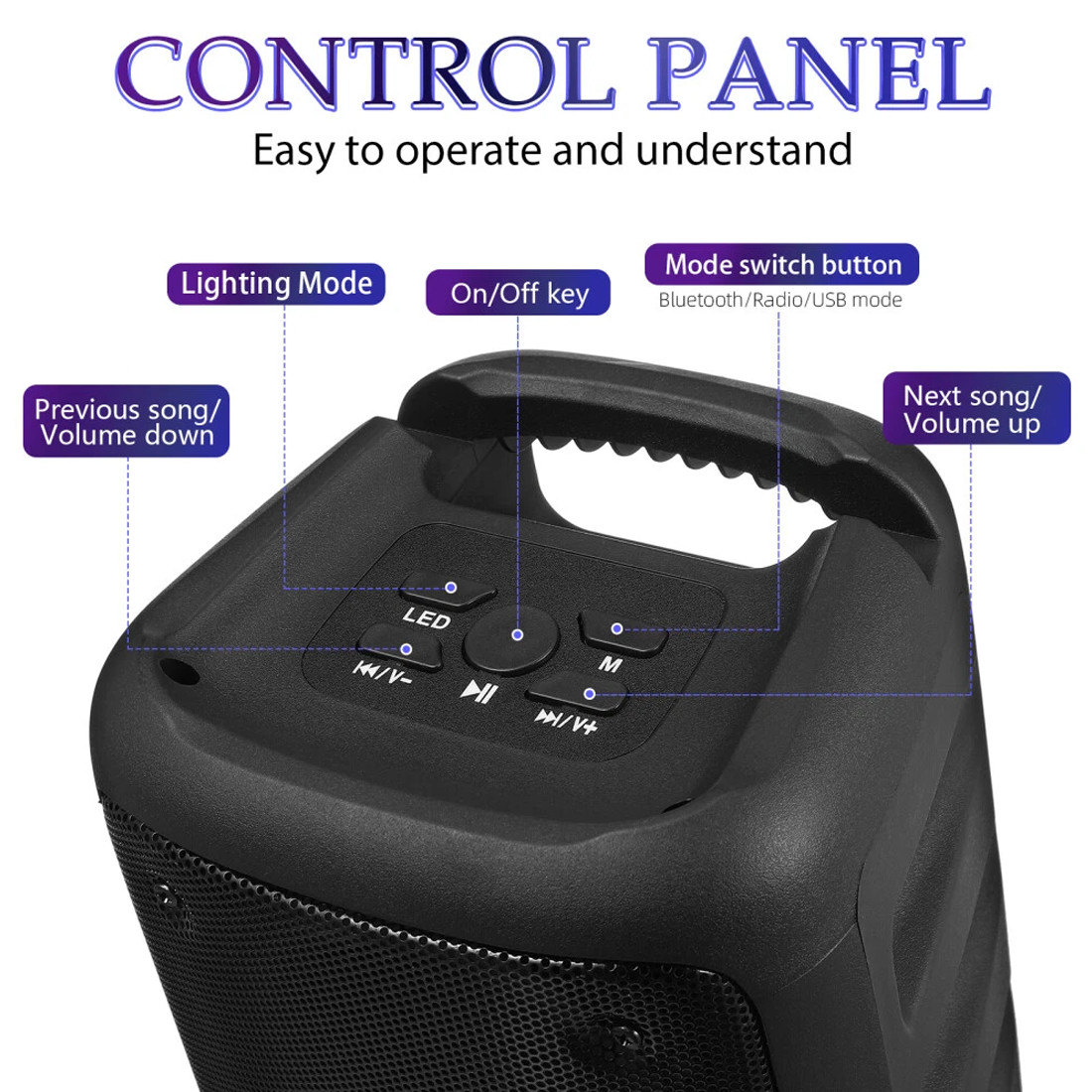 Portable Bluetooth Speaker Sub Woofer Heavy Bass Sound System Party & Mic 3