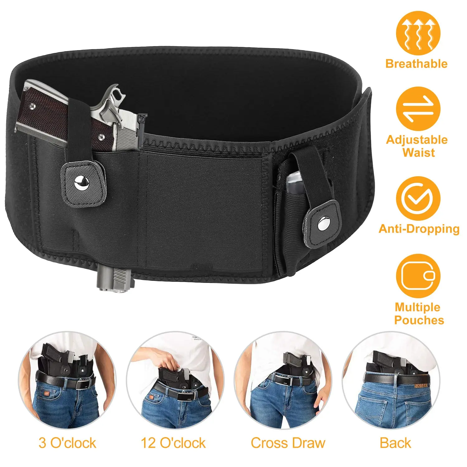Belly Band Gun Holster Adjustable Waist Carry