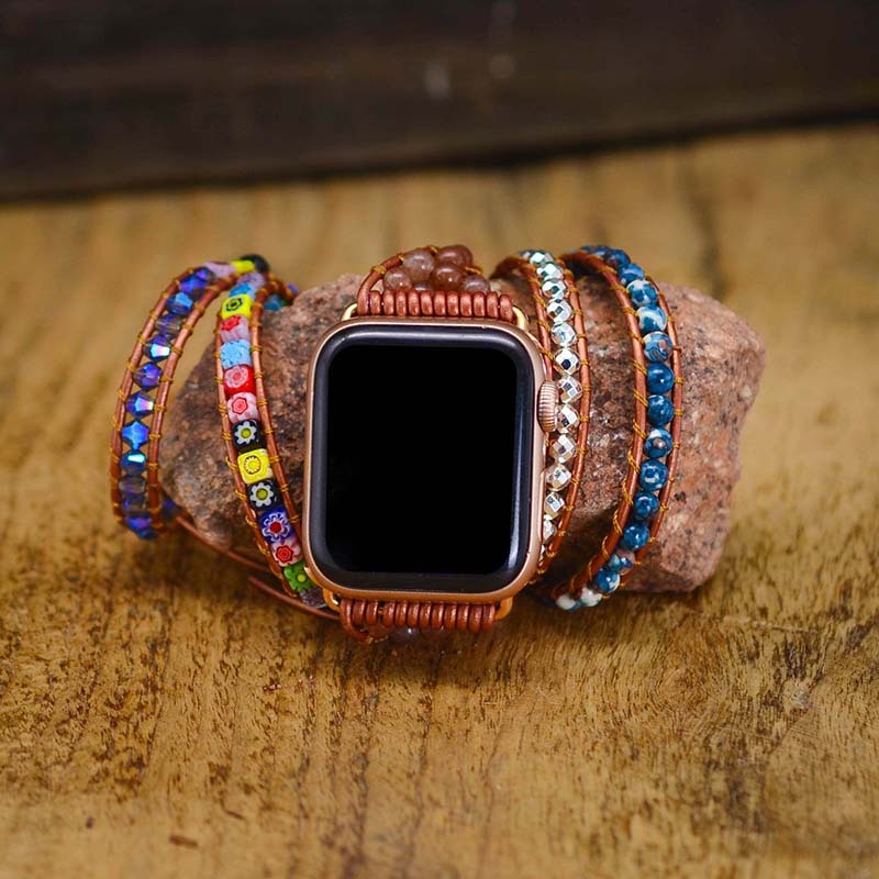 Square Colored Glass Beads Braided Winding Fashion Trend Strap Bracelet