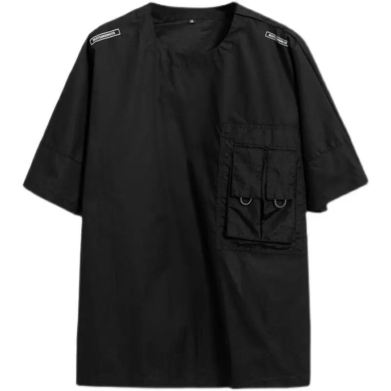 Functional Short-sleeved Fashion Brand Dark Style Top Couple Trend Cargo Pocket Loose Personality T-shirt