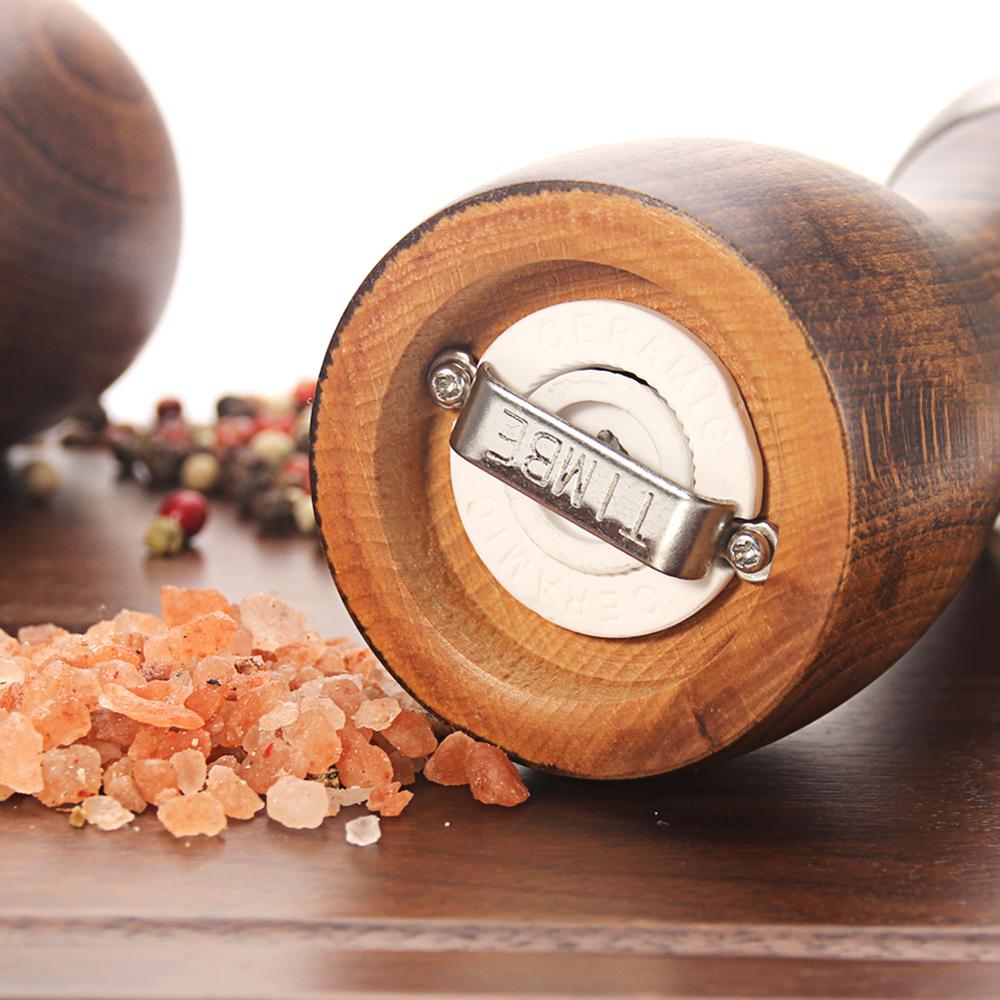 Title 3, Premium Beech Wood Pepper and Salt Grinder. Hig...