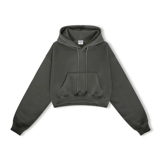 European And American High Street Women's Short Hooded Plush Sweater Grey Brown - Shop at LoveMi