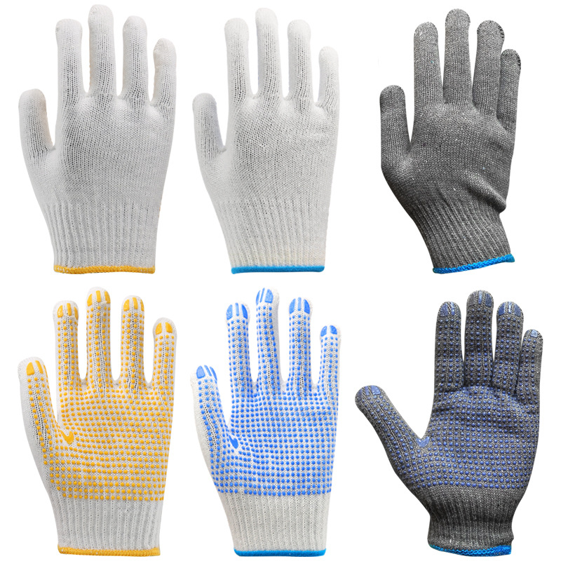 Bleached Ten-pin Non-slip Wear-resistant Pvc Beaded Gloves - 5