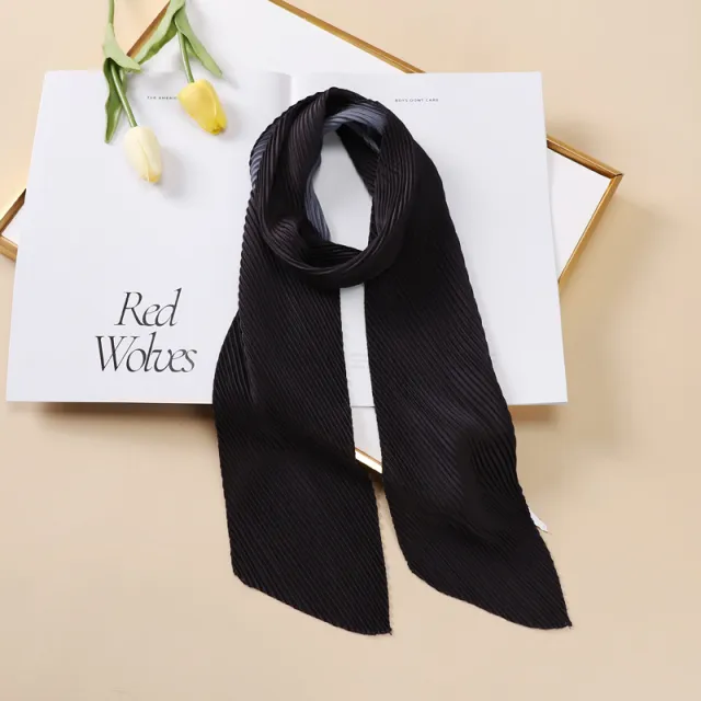 Color Blocking Small Ribbon Scarf Women's Pleated Hair Band Yz1021 10X130Cm - Shop at LoveMi