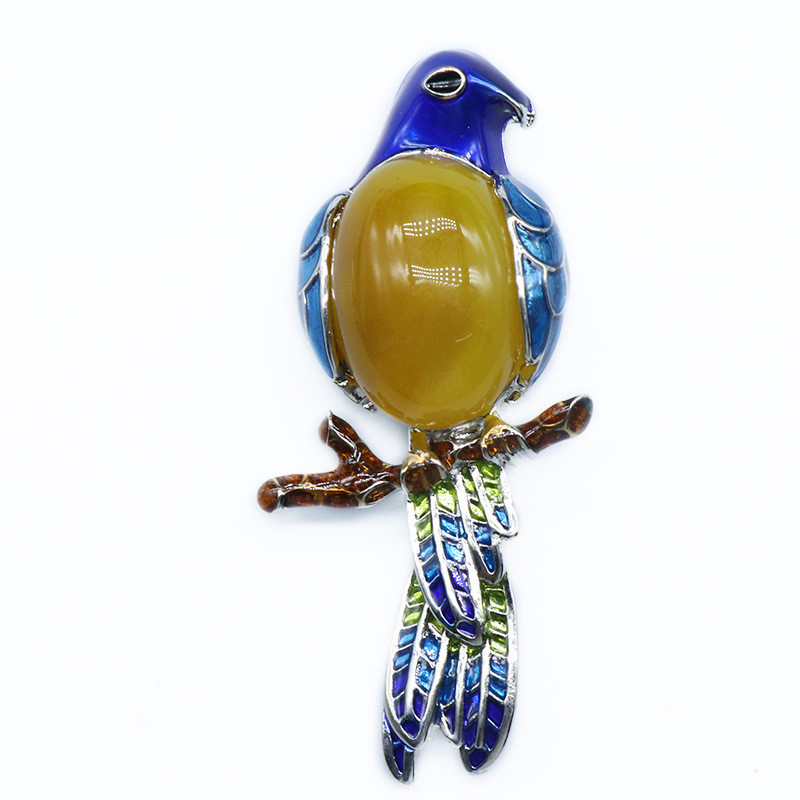 Gem Brooch Pendant, Crystal Agate, Shell, Magpie Inlaid Gemstone Alloy Pendant, Brooch, Necklace — foto 9