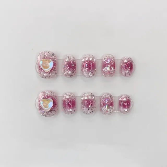 Hand Wearing Nail Raspberry Bubble Sugar Cheek Pink Nail Enhancement Raspberry Bubble Candy - Shop at LoveMi