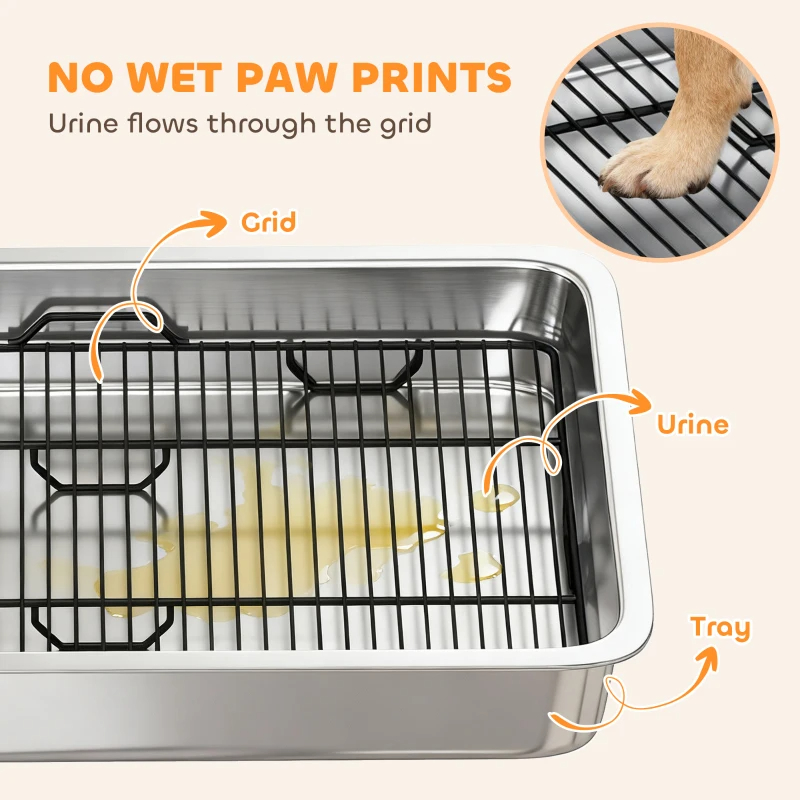 Dog Potty Tray Stainless Steel For Small And Medium Dogs, Dog Training Tray For Porch, Bathroom, Balcony