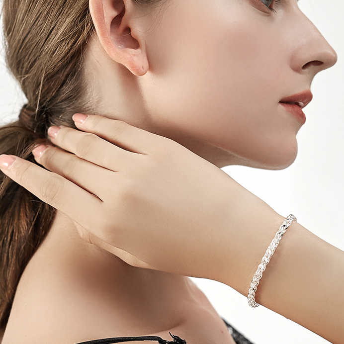 1pc 999 Sterling Silver Woven Phoenix Tail Chain Bracelet, Luxurious Style, Perfect For Daily Wear And Valentine's Gift