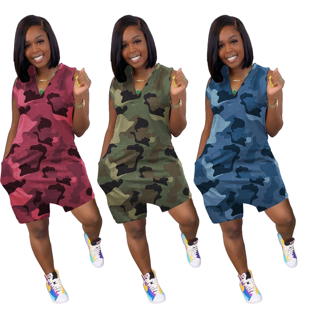 Camouflage Print Fashion Casual Loose With Pockets