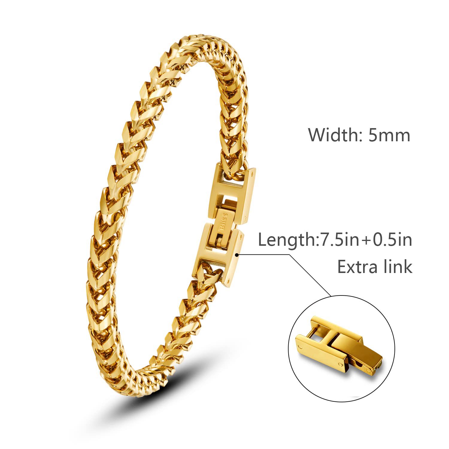 Stainless Steel Folding Buckle Franco Bracelet