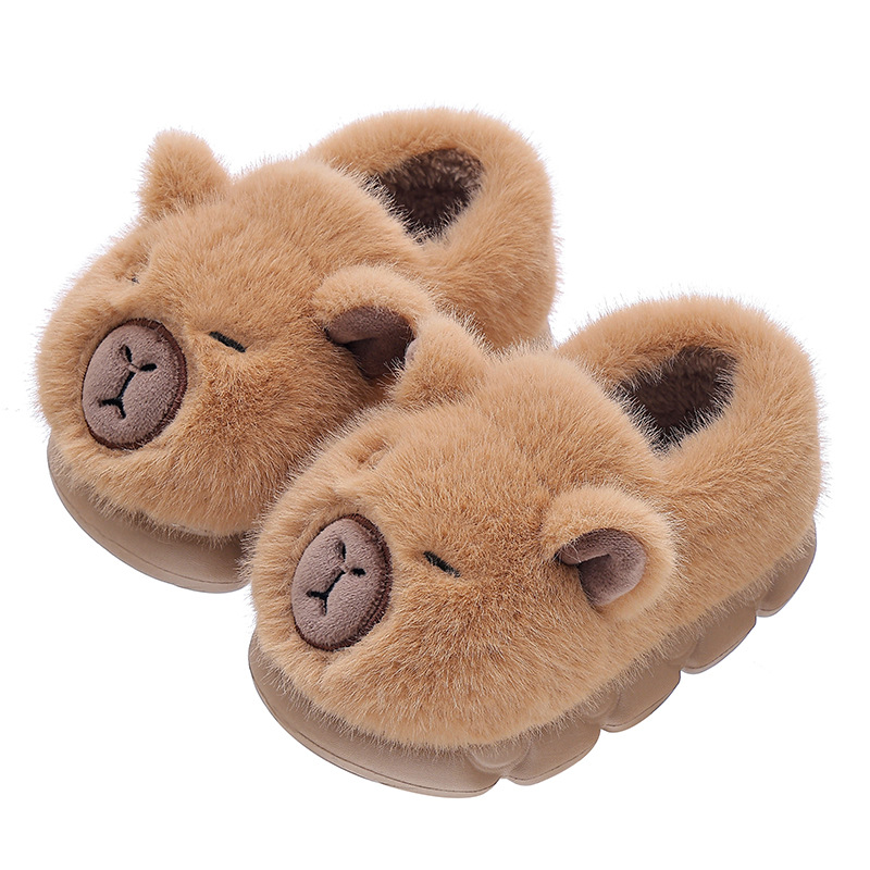 Plush Capybara Slippers Comfortable Slip-on House Shoes Non-Slip Fluffy Couple Slippers Furry Animal Slippers For Indoor Bedroom