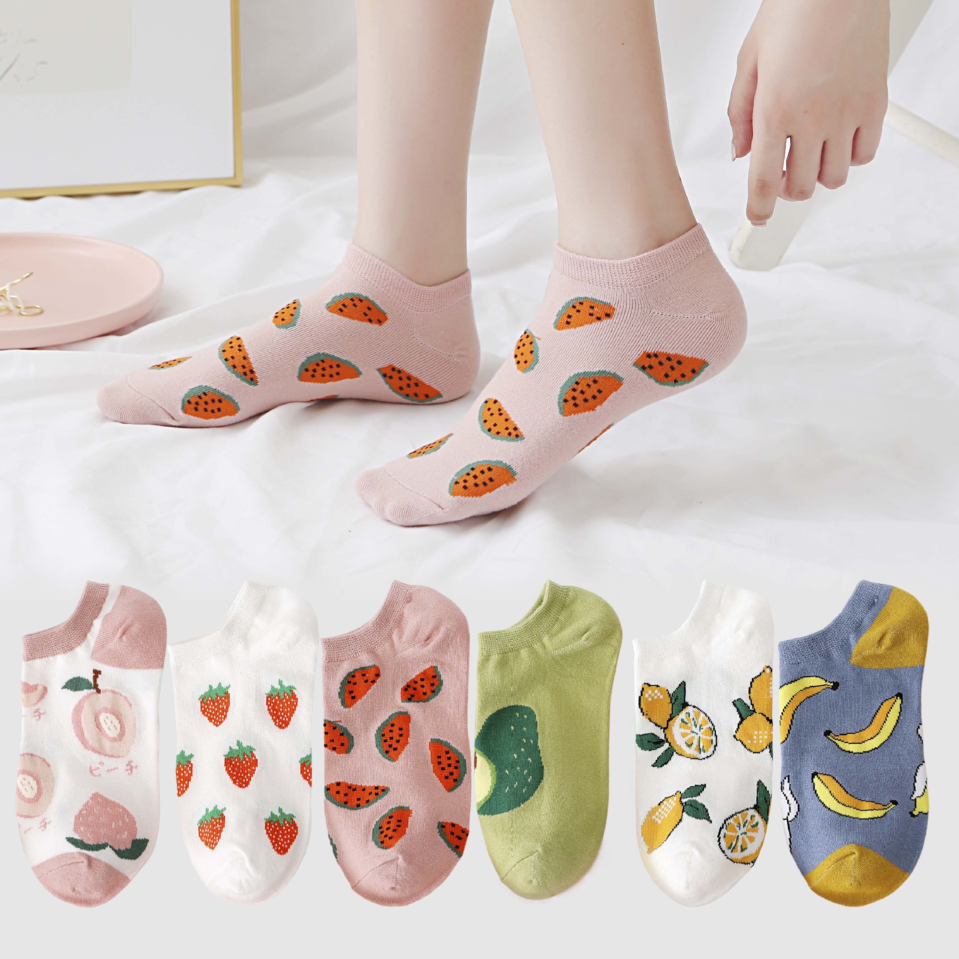 Women's Summer Sweet Fruit Boat Socks Thin