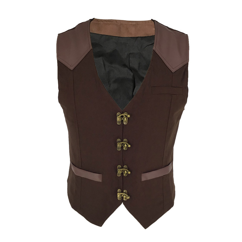 Title 7, Single Row Four Metal Buckle Solid Color Vest