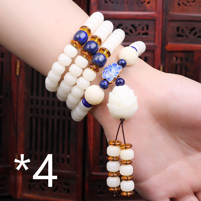 pure natural couple models white jade Bodhi 108 lotus
