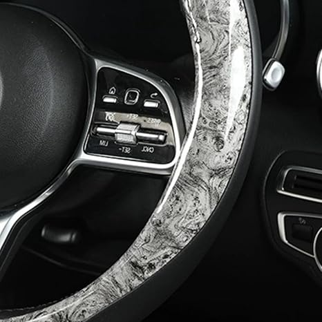 Car Wood Grain Steering Wheel Cover, Anti-Slip 2PCS Segmented Steering Wheel Protector, Anti-Skid Wheels Cover Universal Fit For Most Vehicles, Car Accessories For Women Men -Gray