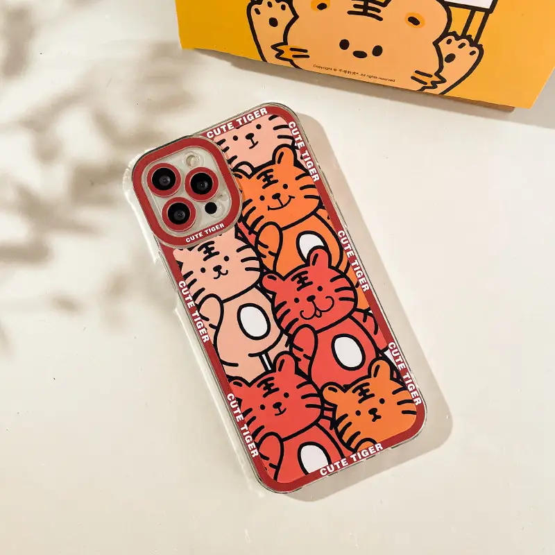 Cartoon Creative Full Screen Tiger Anti-fall Transparent Mobile Phone Case