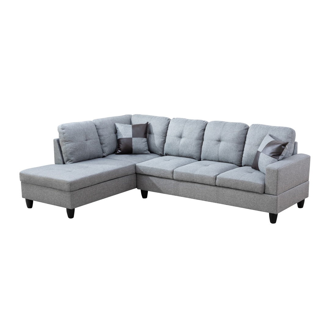 Pickup Only--Grey Linen 3-Piece Couch Living Room Sofa Set