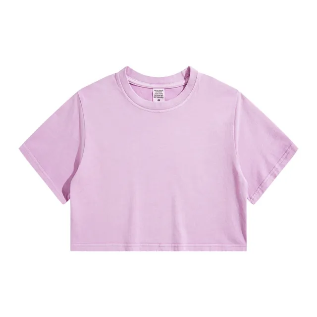 High Waist Cropped T Shirt With Navel Design Pink Purple - Shop at LoveMi