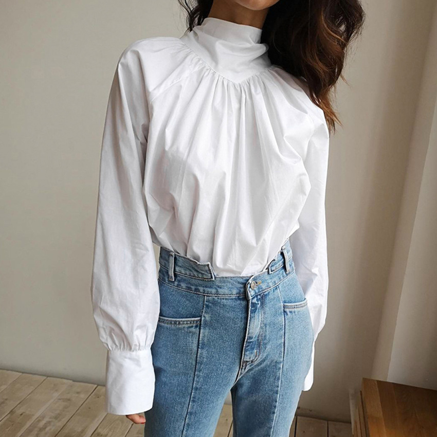 Title 5, Women Bow Tie Shirt French High Collar