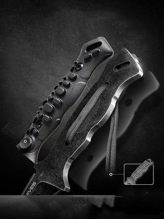 Title 4, Outdoor Knife D2 Tactical Knife Open Blade Surv...