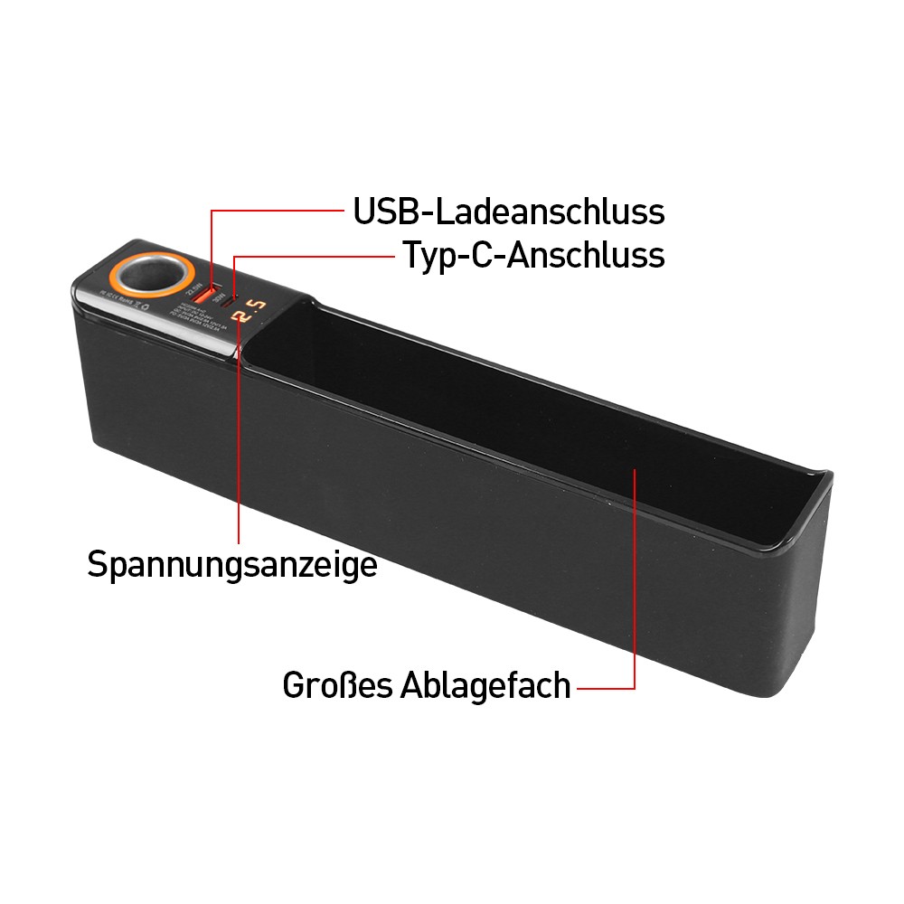 Car Seat Gap Filler Pocket Storage Box Organizer With Dual Charging Cable For Phone Keys Wallet 5