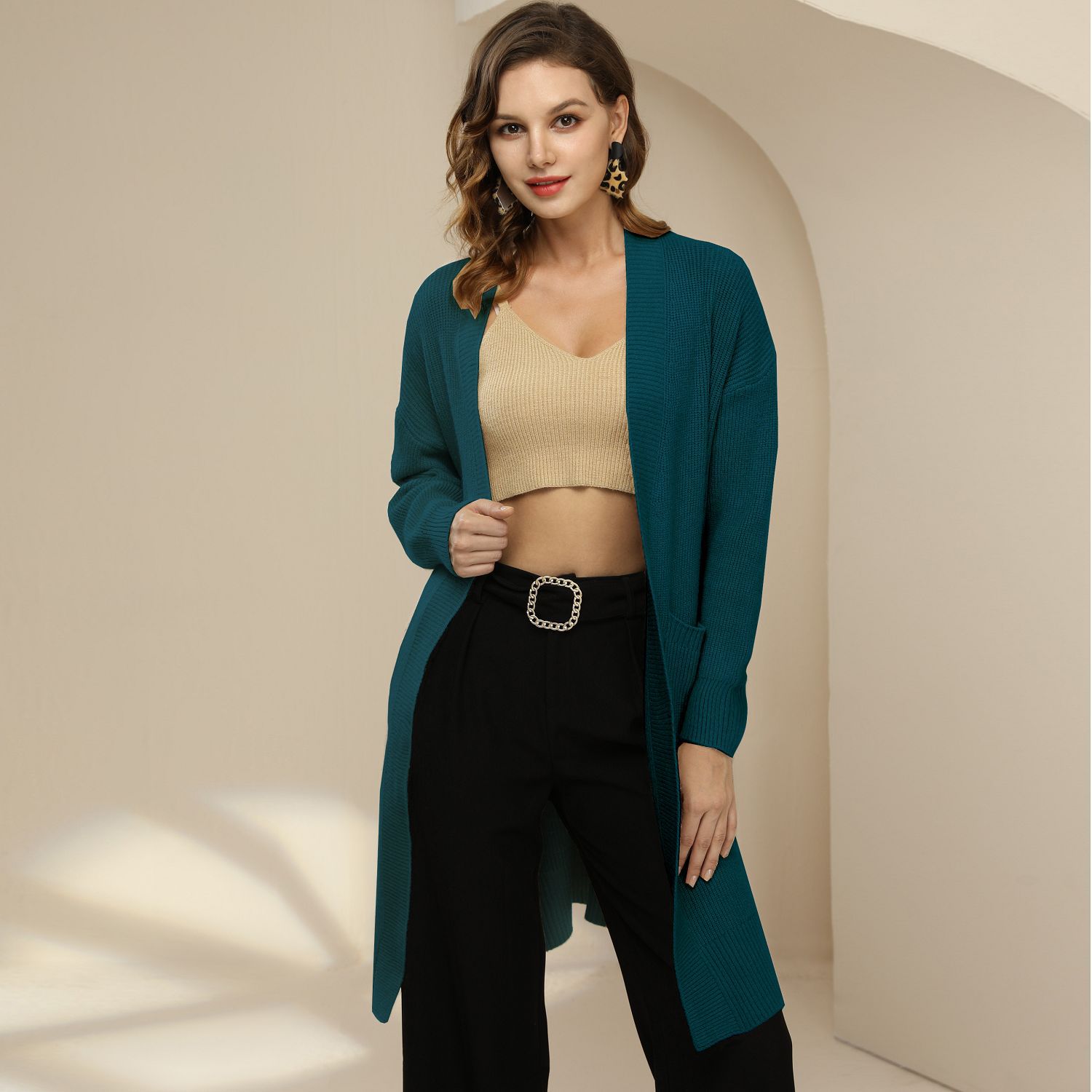 Pure Color Long-sleeved Fashion Sweater