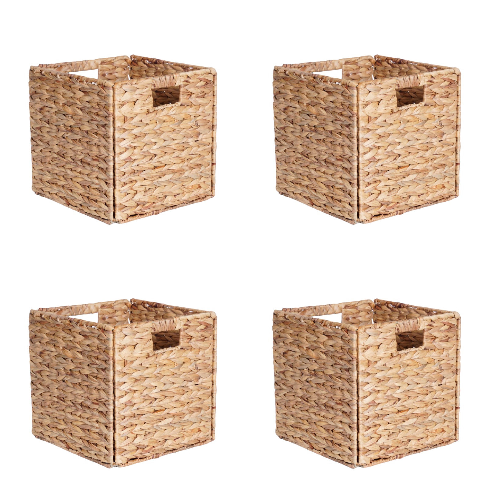 Pack Of 4 Handcrafted Water Hyacinth Grass Woven Storage Basket - Foldable — image 3