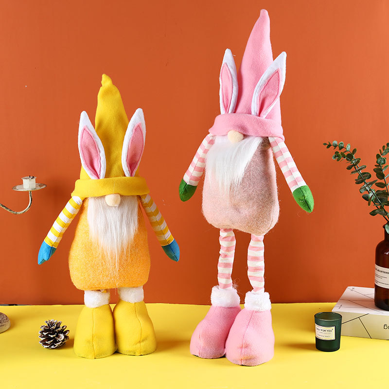 Easter Retractable Rabbit Standing Doll Window Home Decoration Ornament