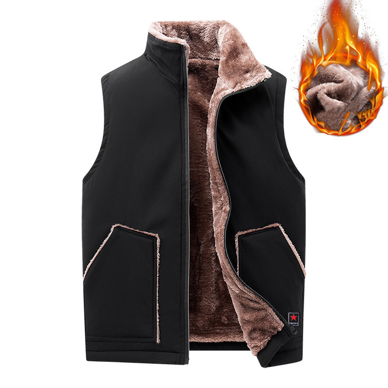 New Large Warm Vest Plush Stand Collar