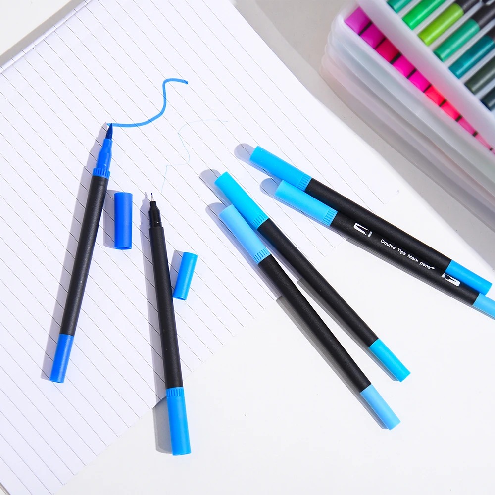 168 Colors Dual Tip Brush Markers Set Black Barrel Watercolour Pens — image 10