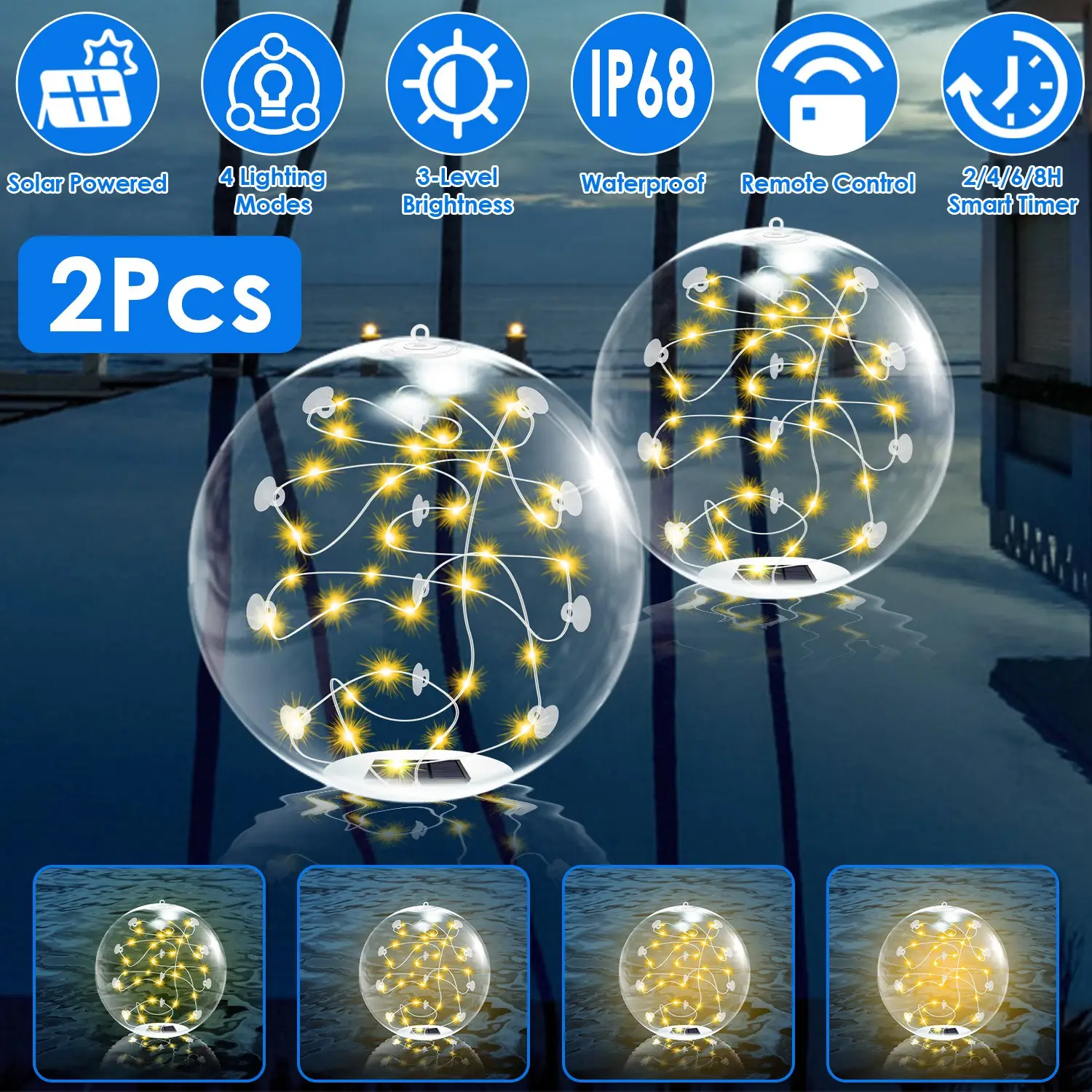 Floating Pool Lights 14in Solar Powered Balls