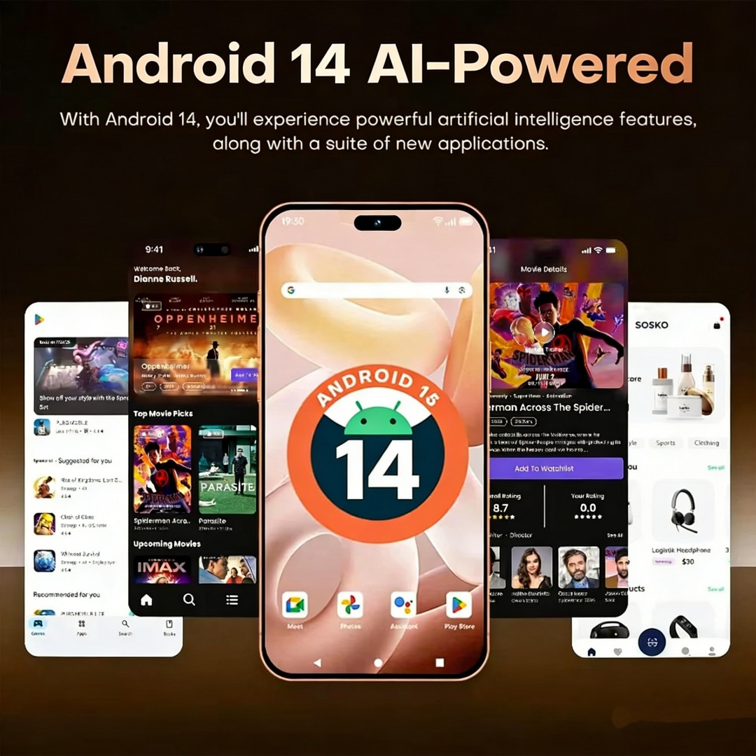 5.3in HD Mini Unlocked Phone,4-128GB,5G Unlocked Phone,Android 14 Smartphone,5000mAh Battery-Dual SIM-Face High Quality 8