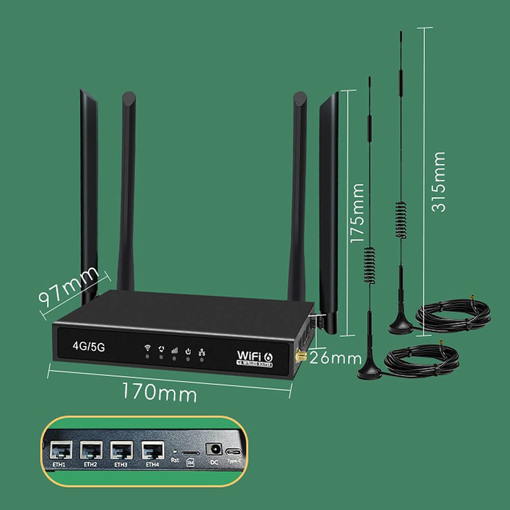 4G 5G LTE CPE Wireless Router Unlocked WIFI6 With SIM Card Slot Outdoor Antenna 7